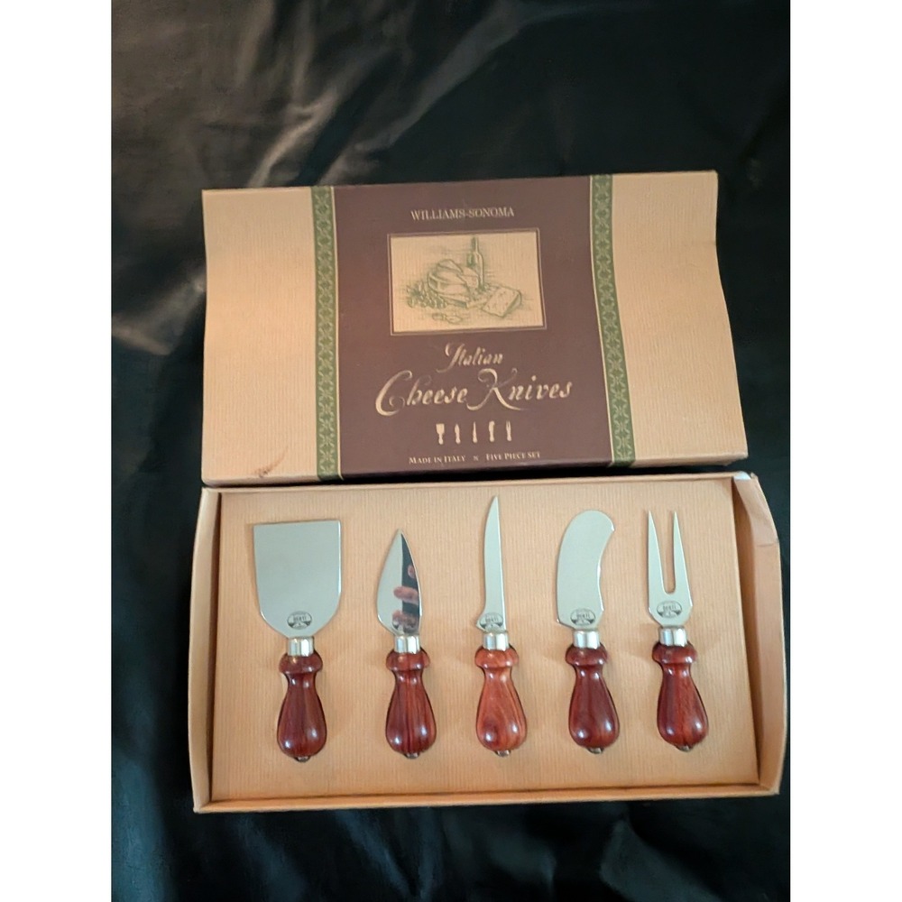 Williams Sonoma Berti Italian Cheese Knives Set 5pc Bubinga Wood Handles NEW